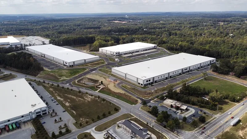 An aerial view of the Braselton Circuit Business Center buildings.
