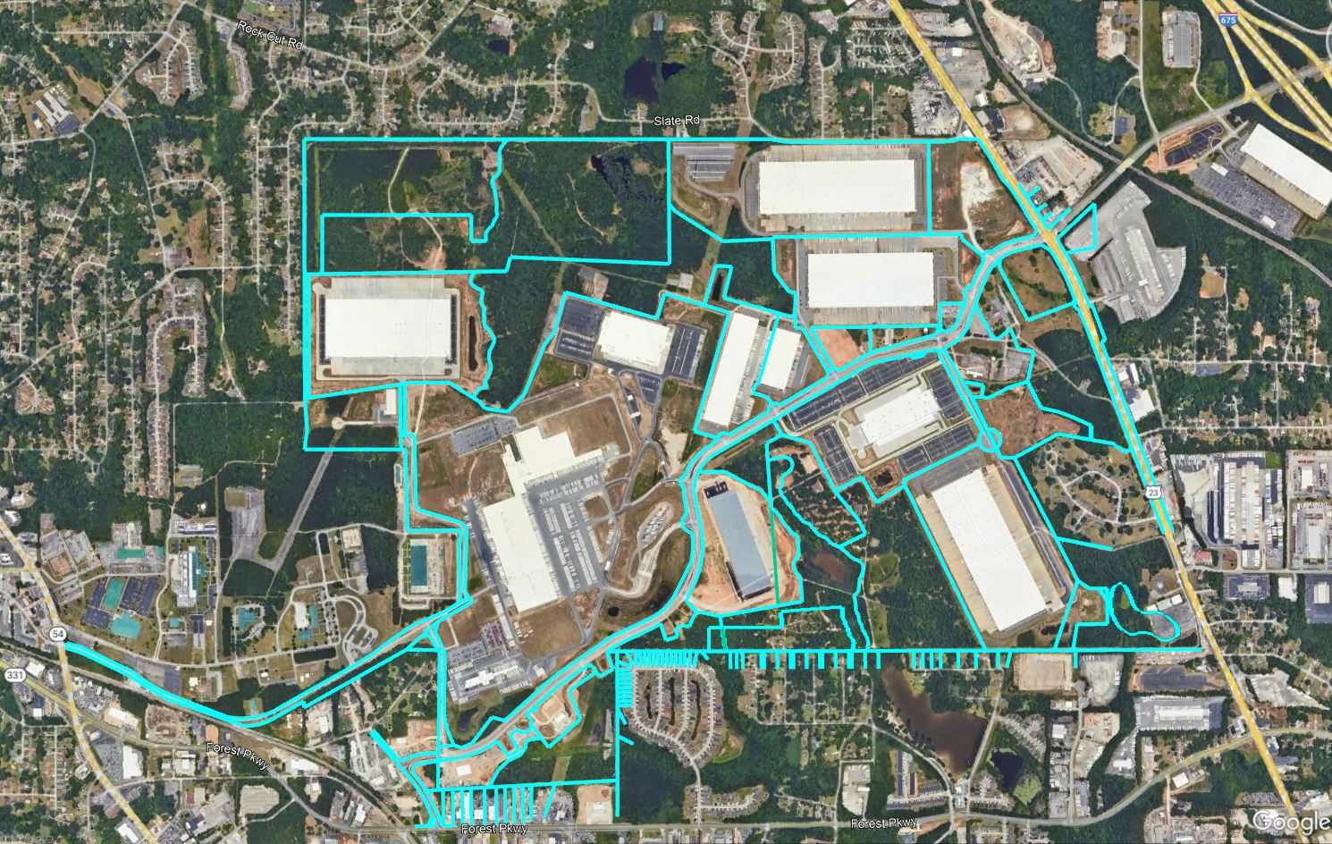 Aerial view survey sketch of Fort Gillem Logistics Center.